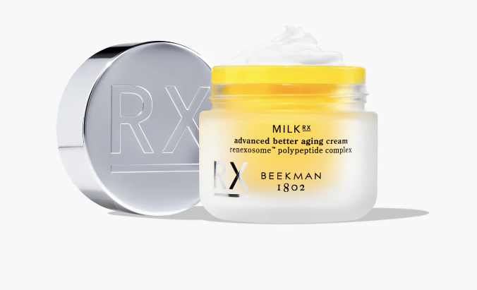 Amerikanska Beekmans nya kräm Milk RX ”Advenced better aging cream” innehåller exosomer från getmjölk och sägs öka produktionen av kollagen med 13 procent enligt företagets egen marknadsföring